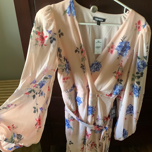 New with tags!!! Express dress, sheer sleeves , tie belt - Picture 3 of 5